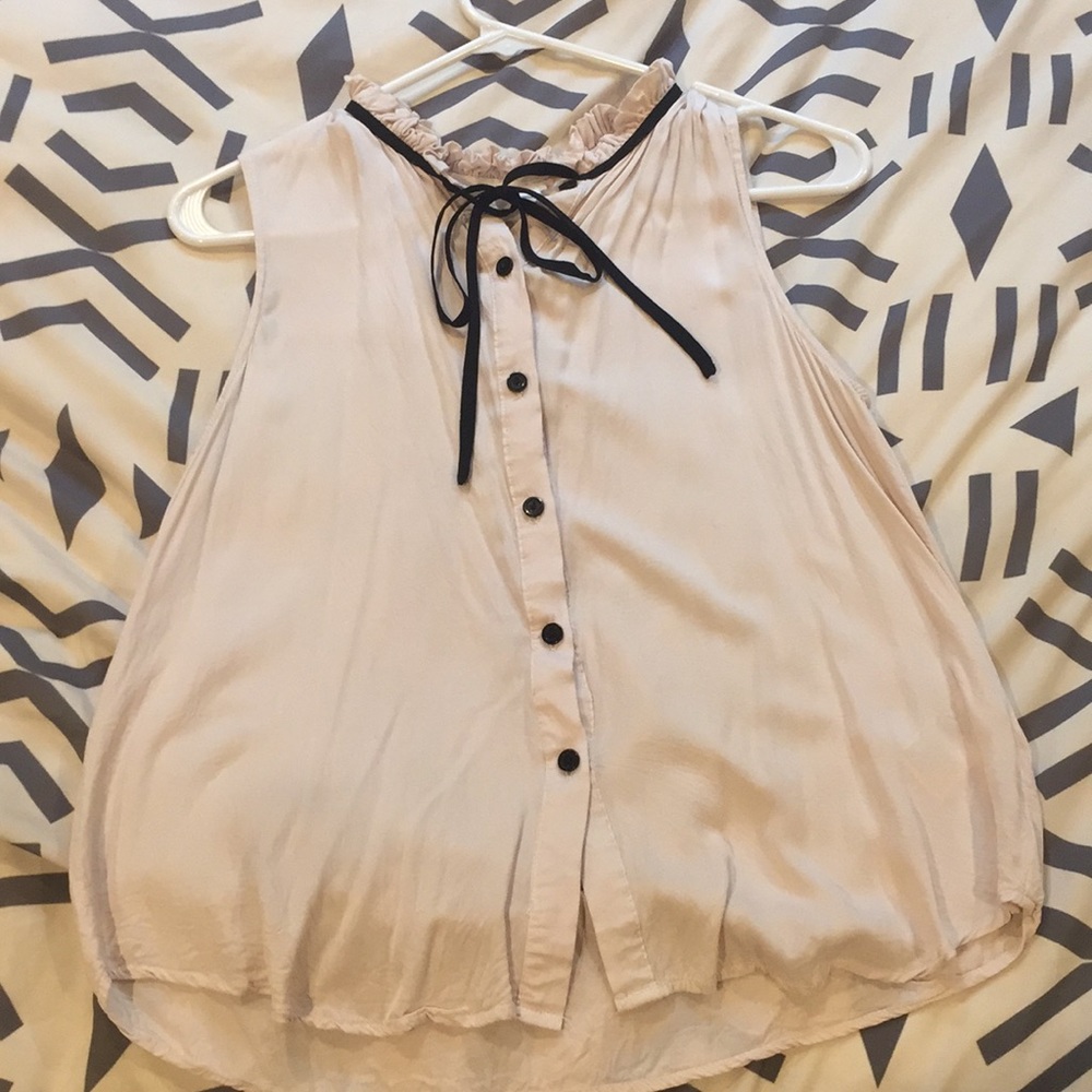Cream button-down silky tank